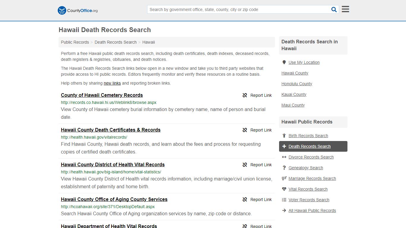 Death Records Search - Hawaii (Death Certificates & Indexes)